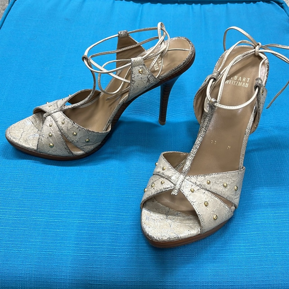 Stuart Weitzman Peep Toe Ankle Strap Sandals Size 11M